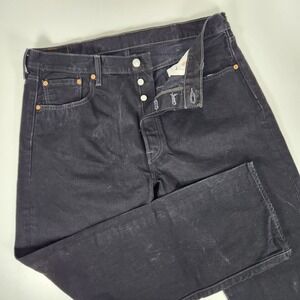 Levis 501 Jeans Mens 38x30 Black Original Fit Straight Leg Button Fly EUC